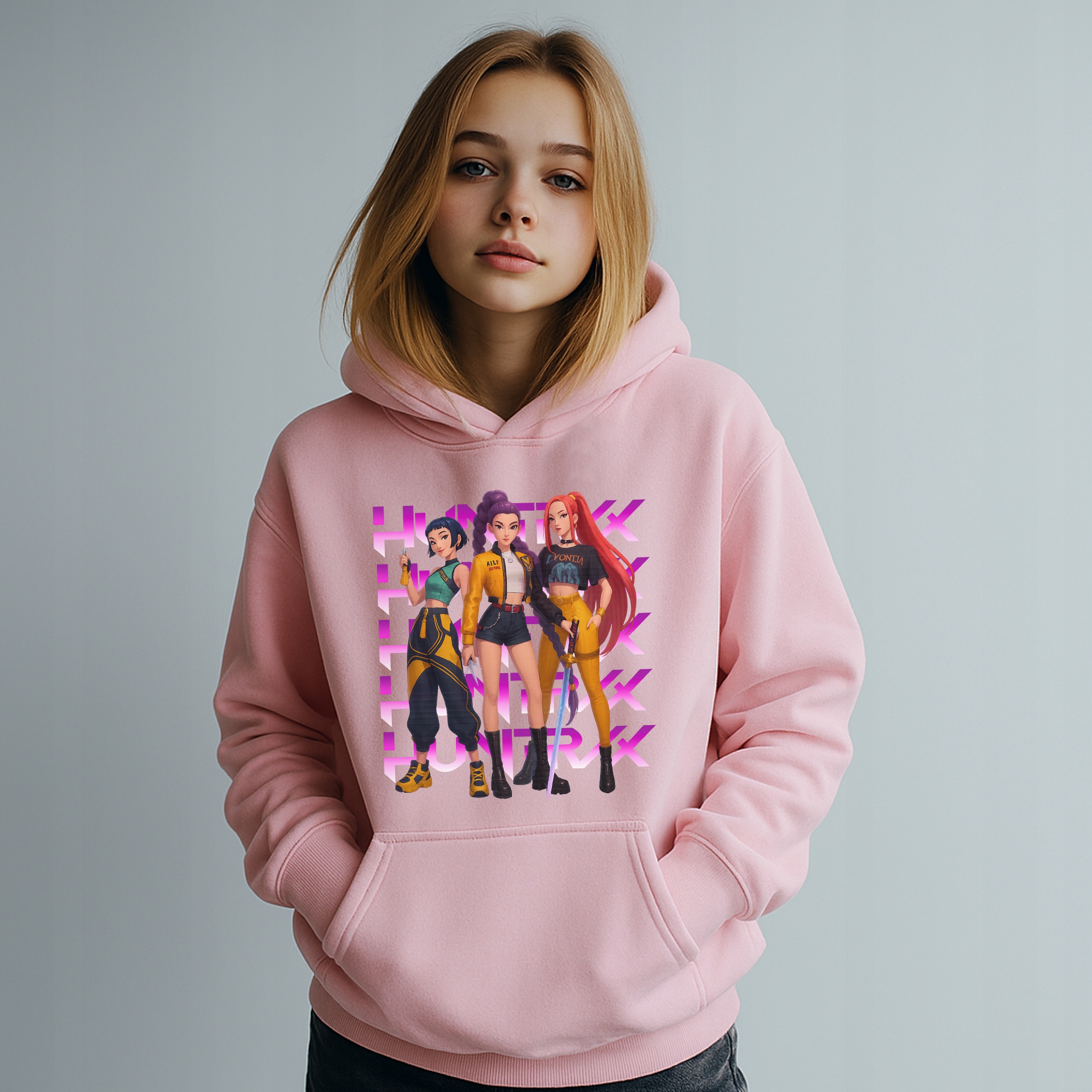 BLUZA BLUZA HUNTRIX K-POP DEMON HUNTERS DZIECIĘCA Z KAPTUREM - obrazek 3