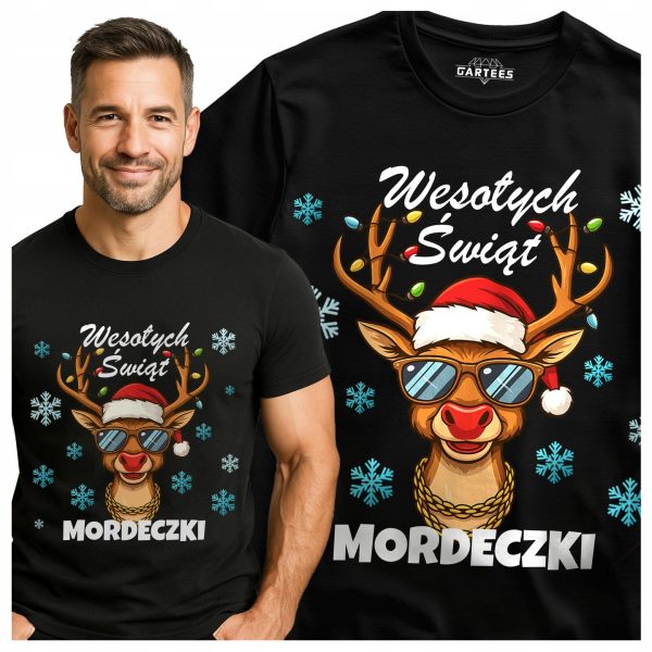 KOSZULKA MĘSKA NA ŚWIĘTA WESOŁYCH ŚWIĄT MORDECZKI PREZENT
