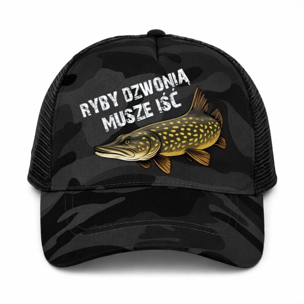 CZAPKA NA RYBY RYBY DZWONIĄ MUSZĘ IŚĆ DLA RYBAKA Z DASZKIEM TRUCKER