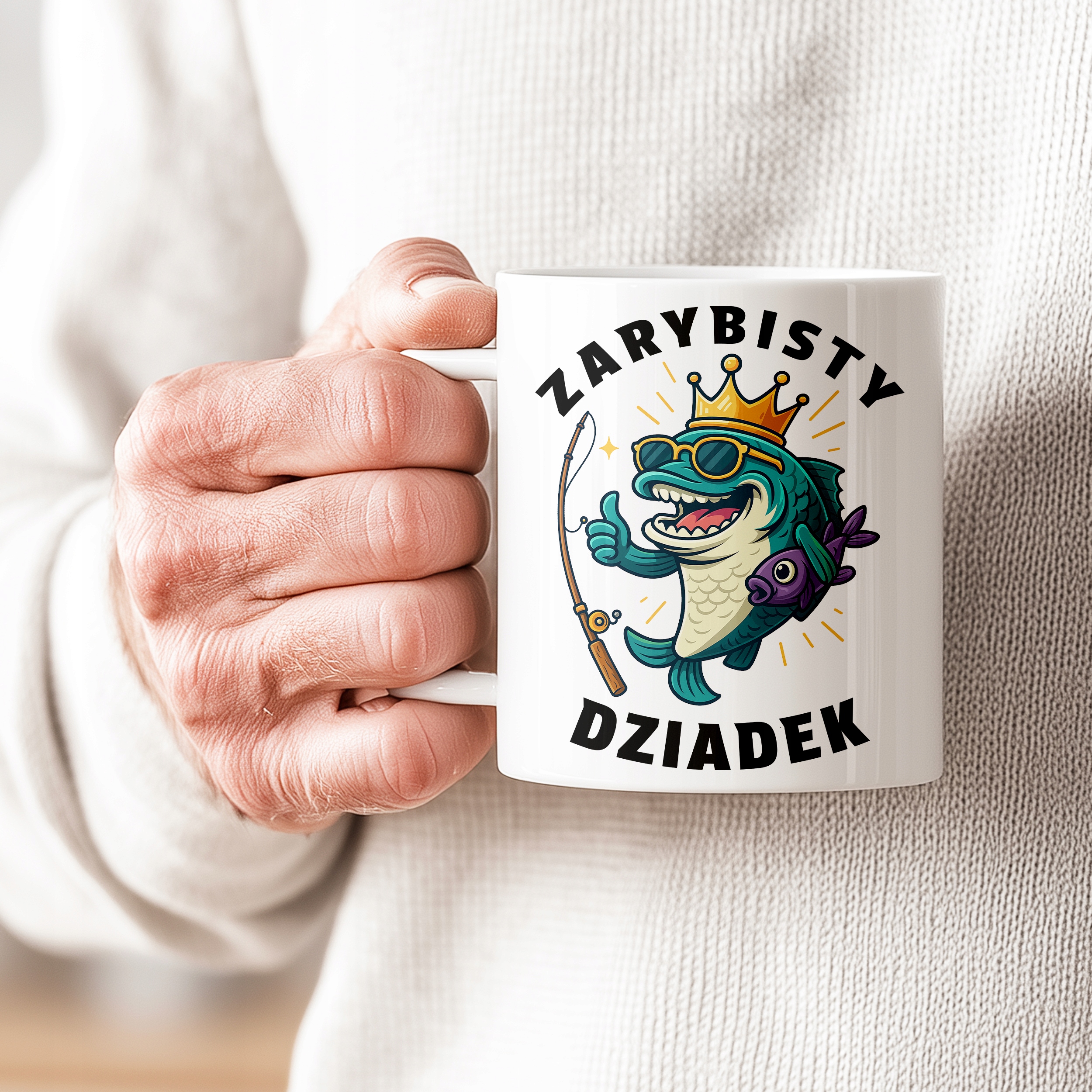 KUBEK DLA DZIADKA ZARYBISTY DZIADEK PREZENT NA DZIEŃ DZIADKA RYBA - obrazek 3