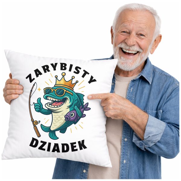 PODUSZKA DLA DZIADKA ZARYBISTY DZIADEK PREZENT NA DZIEŃ DZIADKA RYBA