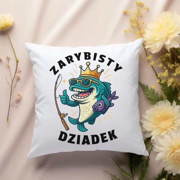 PODUSZKA DLA DZIADKA ZARYBISTY DZIADEK PREZENT NA DZIEŃ DZIADKA RYBA