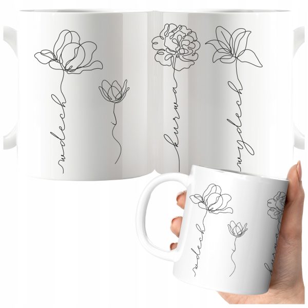 KUBEK DLA KOBIETY WDECH I WYDECH KWIATY PREZENT WIOSENNY