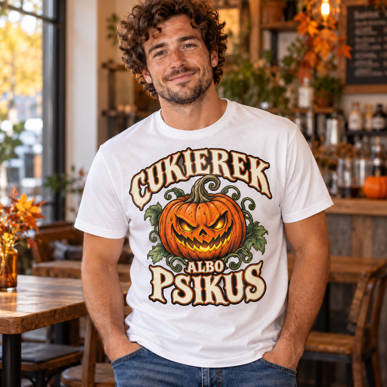 Wizualizacja koszulki Halloween 3 — produkt w użyciu