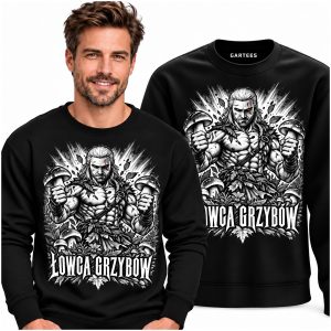 Koszulka męska Łowca grzybów wojownik dla grzybiarza — zdjęcie 1