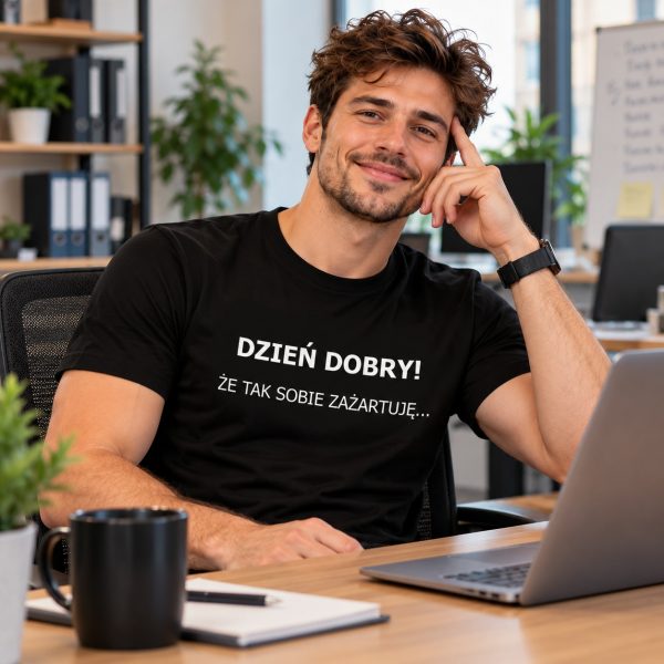 Koszulka męska Dzień dobry że tak sobie zażartuję — zdjęcie 2