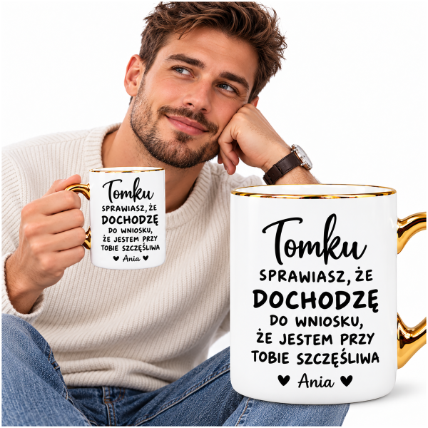 Kubek Tomku jestem przy Tobie szczęśliwa Ania