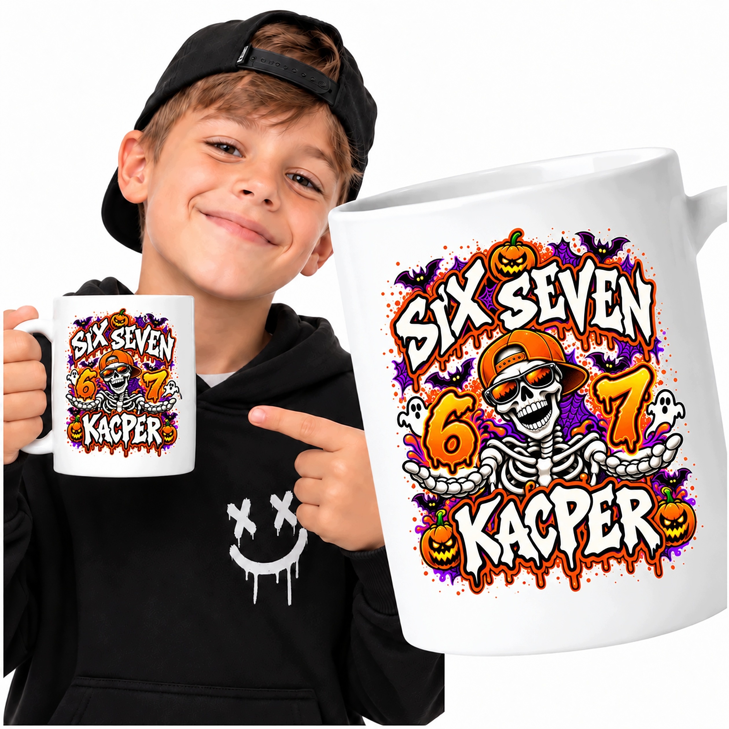 Kubek 330 ml Six Seven 67 Halloween z imieniem