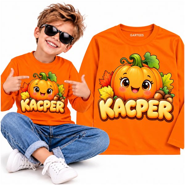 Longsleeve dziecięcy Dzień Dyni dla chłopca z imieniem