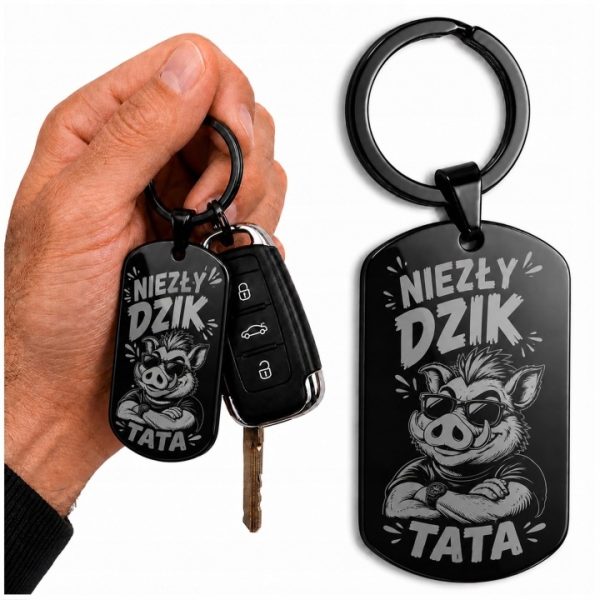 Brelok dla taty Niezły Dzik Tata z grawerem