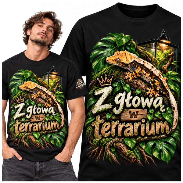 Koszulka męska - Z głową w terrarium - CRESTED KINGDOM PL