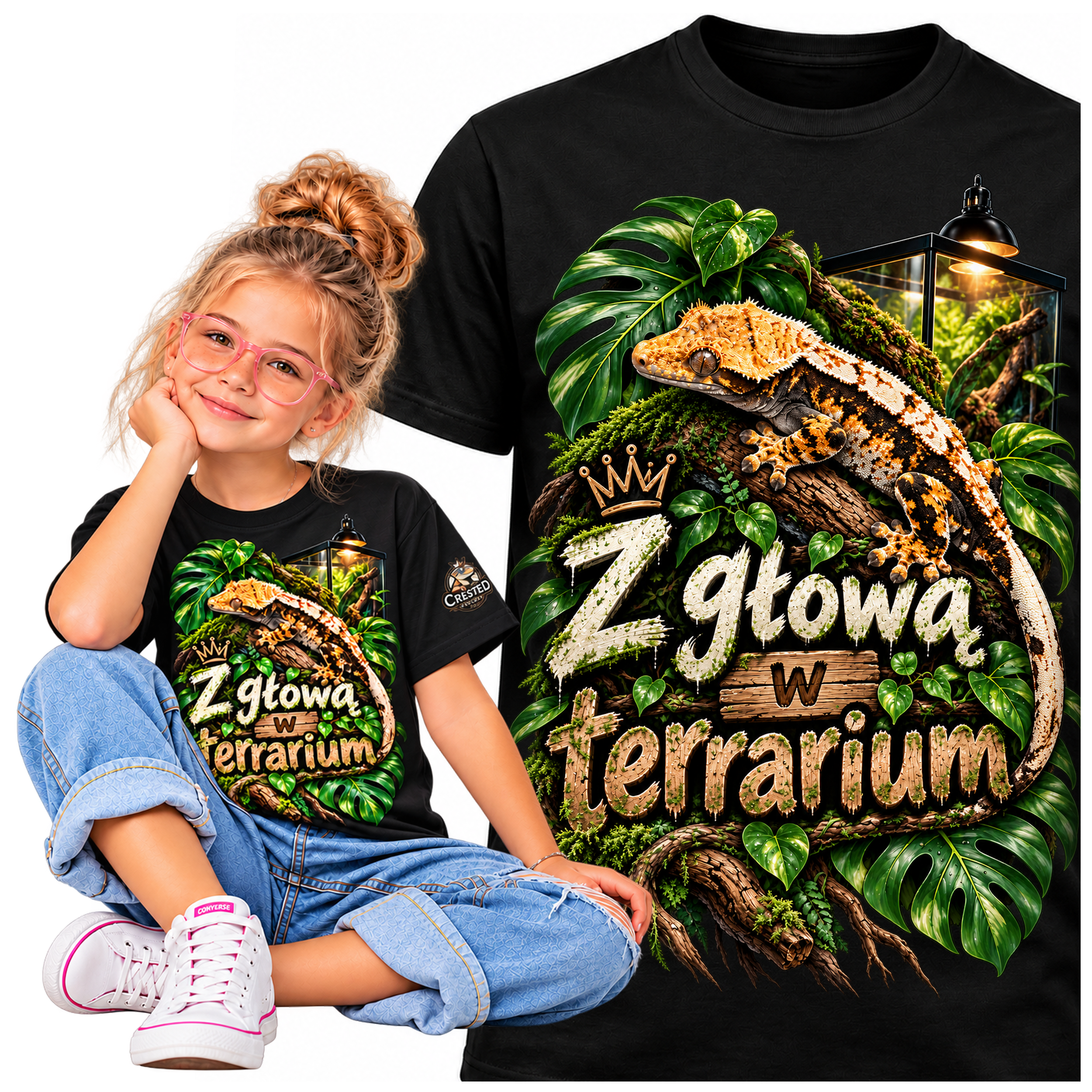 Koszulka dziecięca - Z głową w terrarium - CRESTED KINGDOM PL