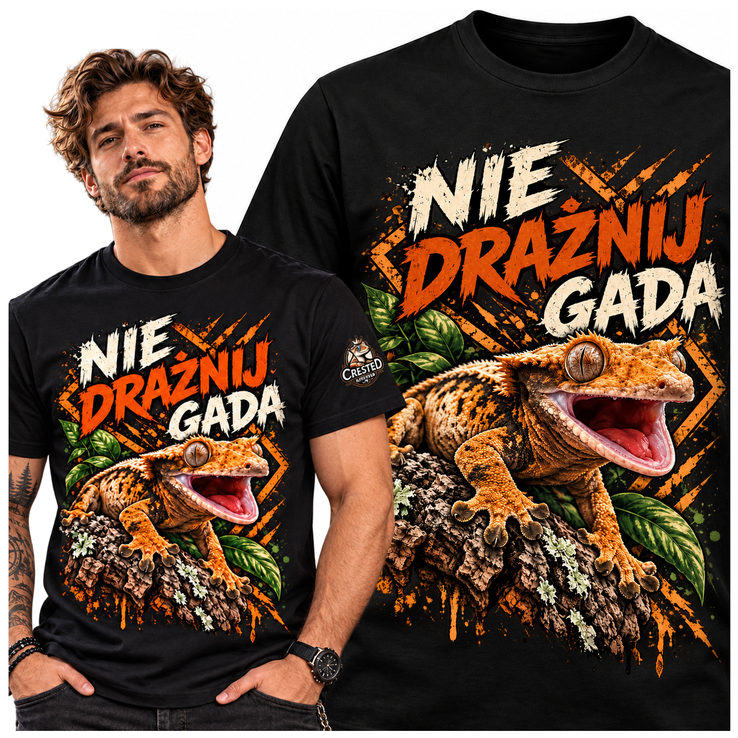 Koszulka męska - Nie drażnij gada - CRESTED KINGDOM PL