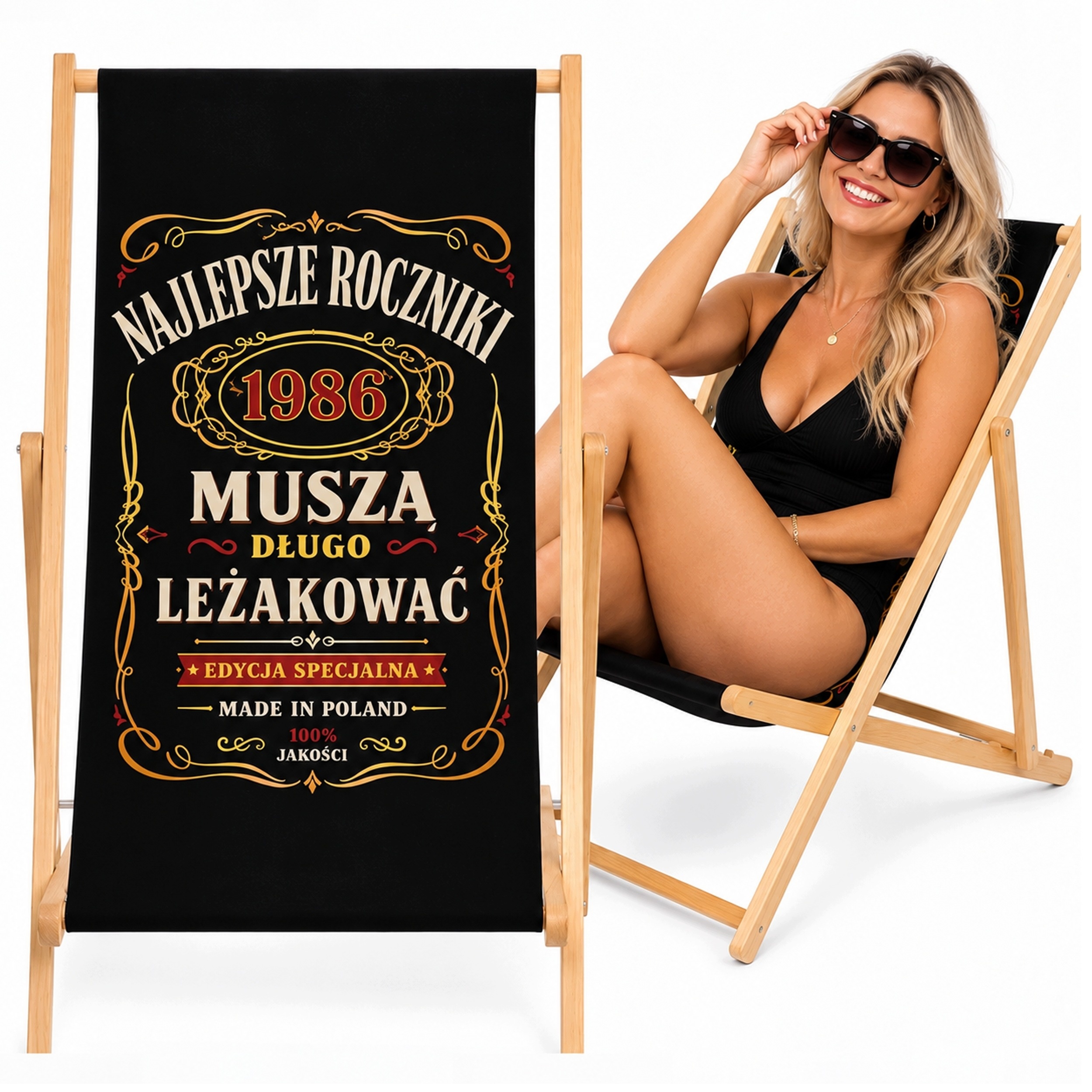 Leżak drewniany Najlepsze roczniki z rocznikiem — klasyczny