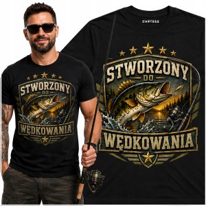 Koszulka męska Stworzony do wędkowania