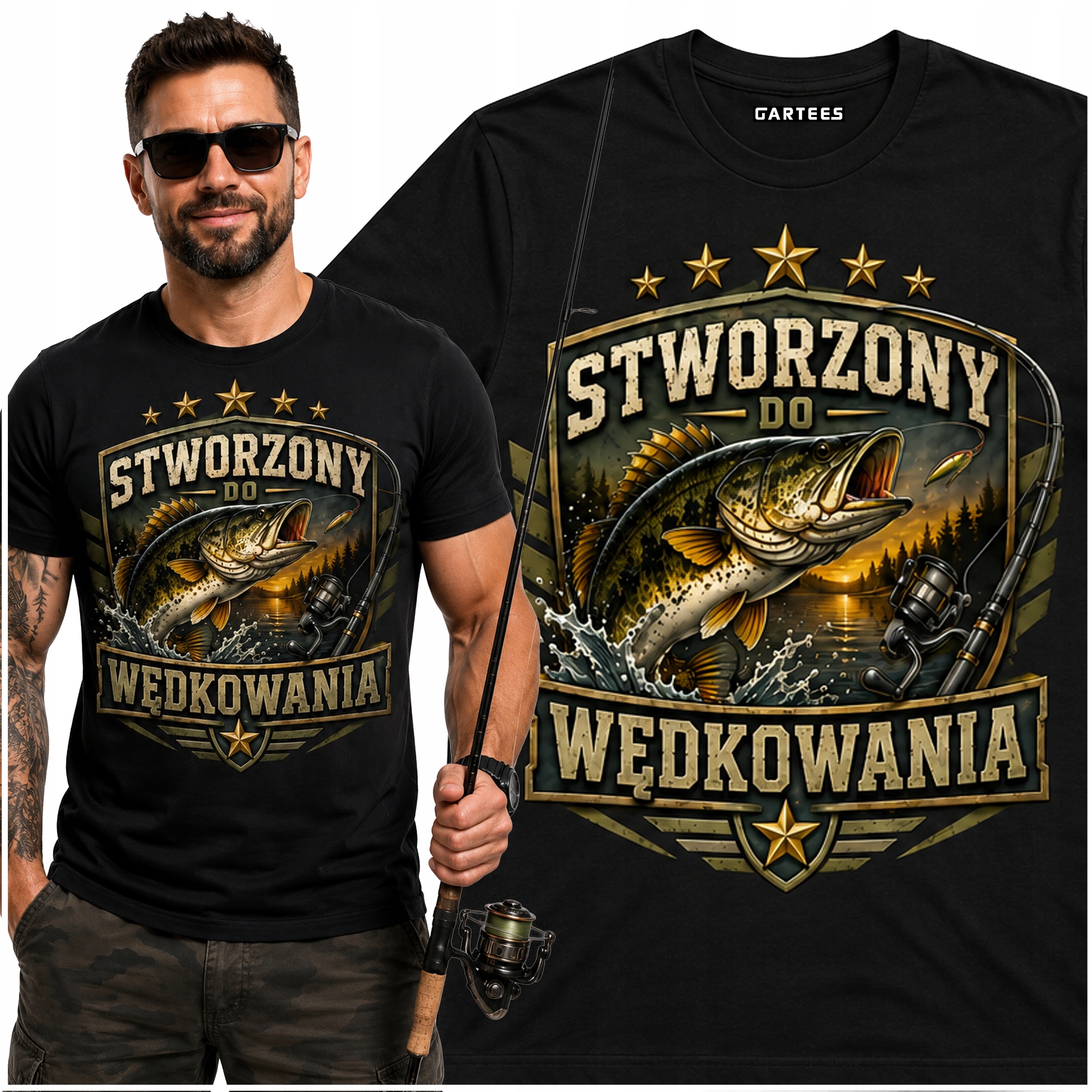 Koszulka męska Stworzony do wędkowania