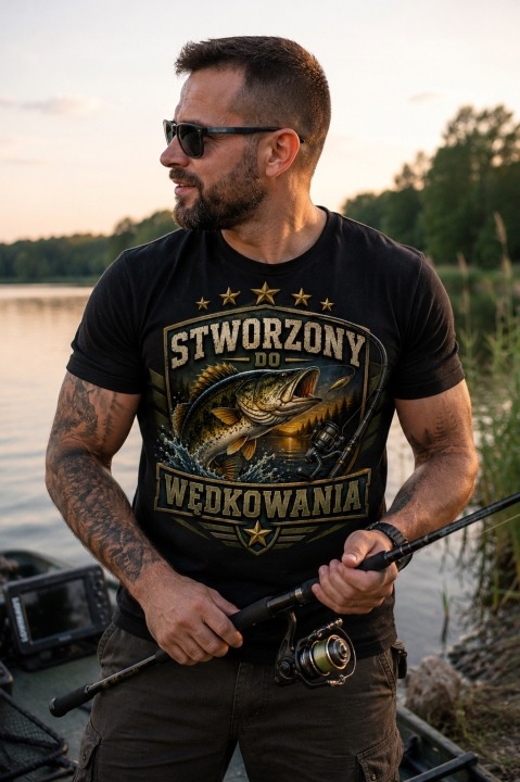 Koszulka męska Stworzony do wędkowania - obrazek 3