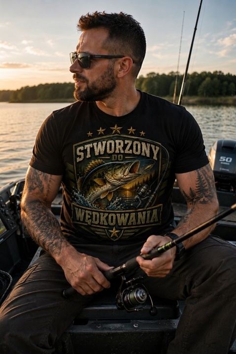 Koszulka męska Stworzony do wędkowania - obrazek 4