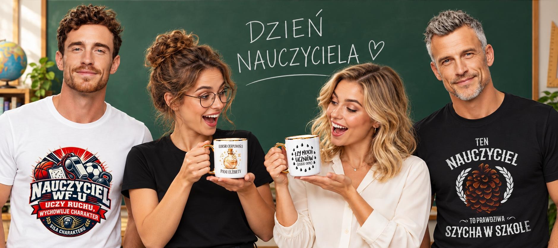 Dzień Nauczyciela – koszulki i kubki na prezent. Zobacz ofertę dla nauczyciela.
