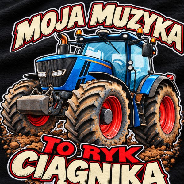 KOSZULKA MĘSKA MOJA MUZYKA TO RYK CIĄGNIKA PREZENT DLA ROLNIKA