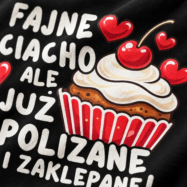 Fajne ciacho — detal nadruku